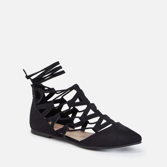 Lace Up Blush Suede Flats - Picture 6 of 8